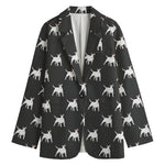 Black Bull Terrier Pattern Print Women's Cotton Blazer