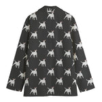 Black Bull Terrier Pattern Print Women's Cotton Blazer