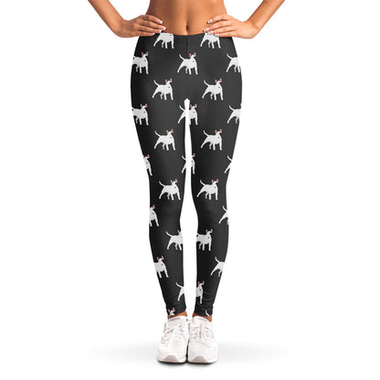 Black Bull Terrier Pattern Print Women's Leggings