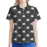 Black Bull Terrier Pattern Print Women's Polo Shirt