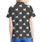 Black Bull Terrier Pattern Print Women's Polo Shirt