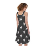 Black Bull Terrier Pattern Print Women's Sleeveless Dress