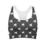 Black Bull Terrier Pattern Print Women's Sports Bra