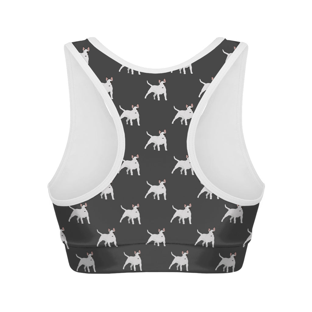 Black Bull Terrier Pattern Print Women's Sports Bra