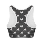 Black Bull Terrier Pattern Print Women's Sports Bra