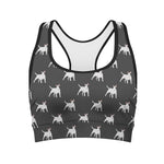 Black Bull Terrier Pattern Print Women's Sports Bra