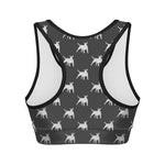 Black Bull Terrier Pattern Print Women's Sports Bra