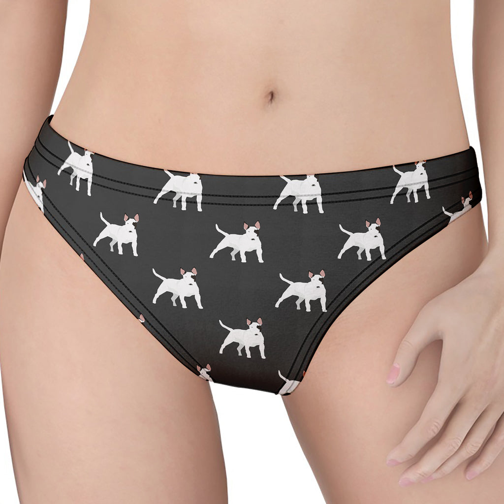 Black Bull Terrier Pattern Print Women's Thong