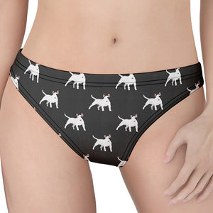 Black Bull Terrier Pattern Print Women's Thong