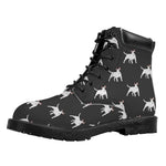 Black Bull Terrier Pattern Print Work Boots