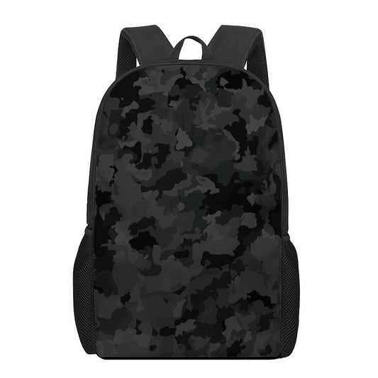 Black Camouflage Print 17 Inch Backpack