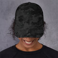 Black Camouflage Print Baseball Cap