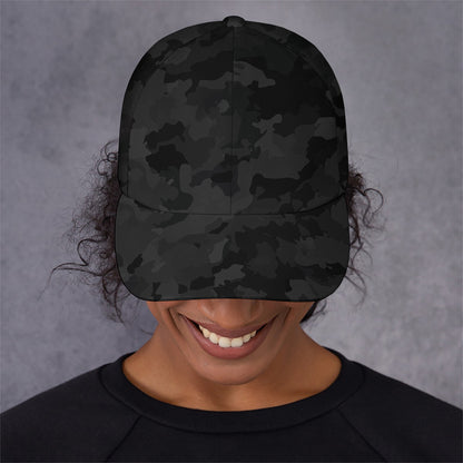 Black Camouflage Print Baseball Cap
