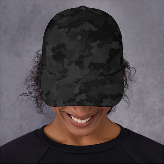 Black Camouflage Print Baseball Cap