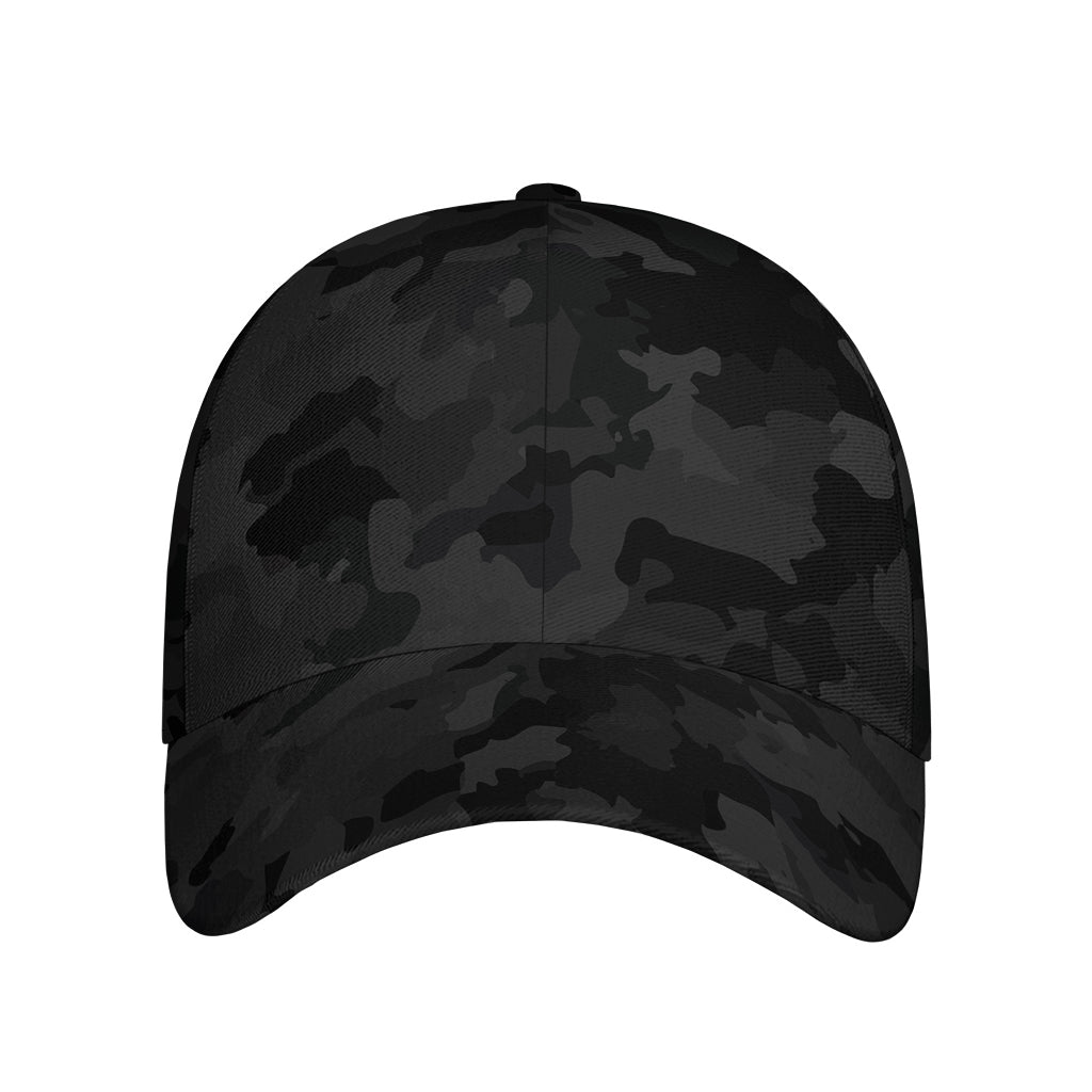 Black Camouflage Print Baseball Cap