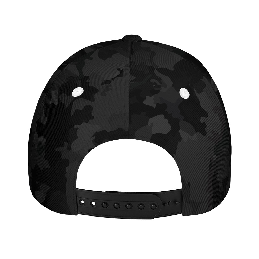 Black Camouflage Print Baseball Cap