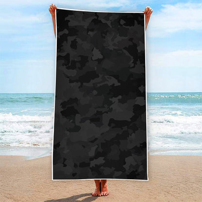 Black Camouflage Print Beach Towel