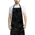 Black Camouflage Print Bib Apron With Pocket
