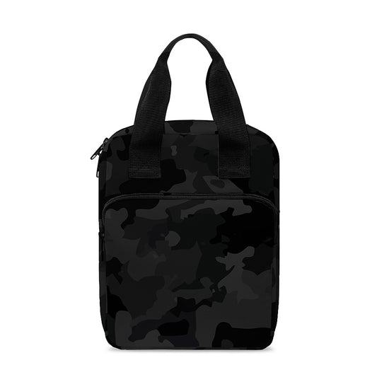 Black Camouflage Print Bible Tote Bag