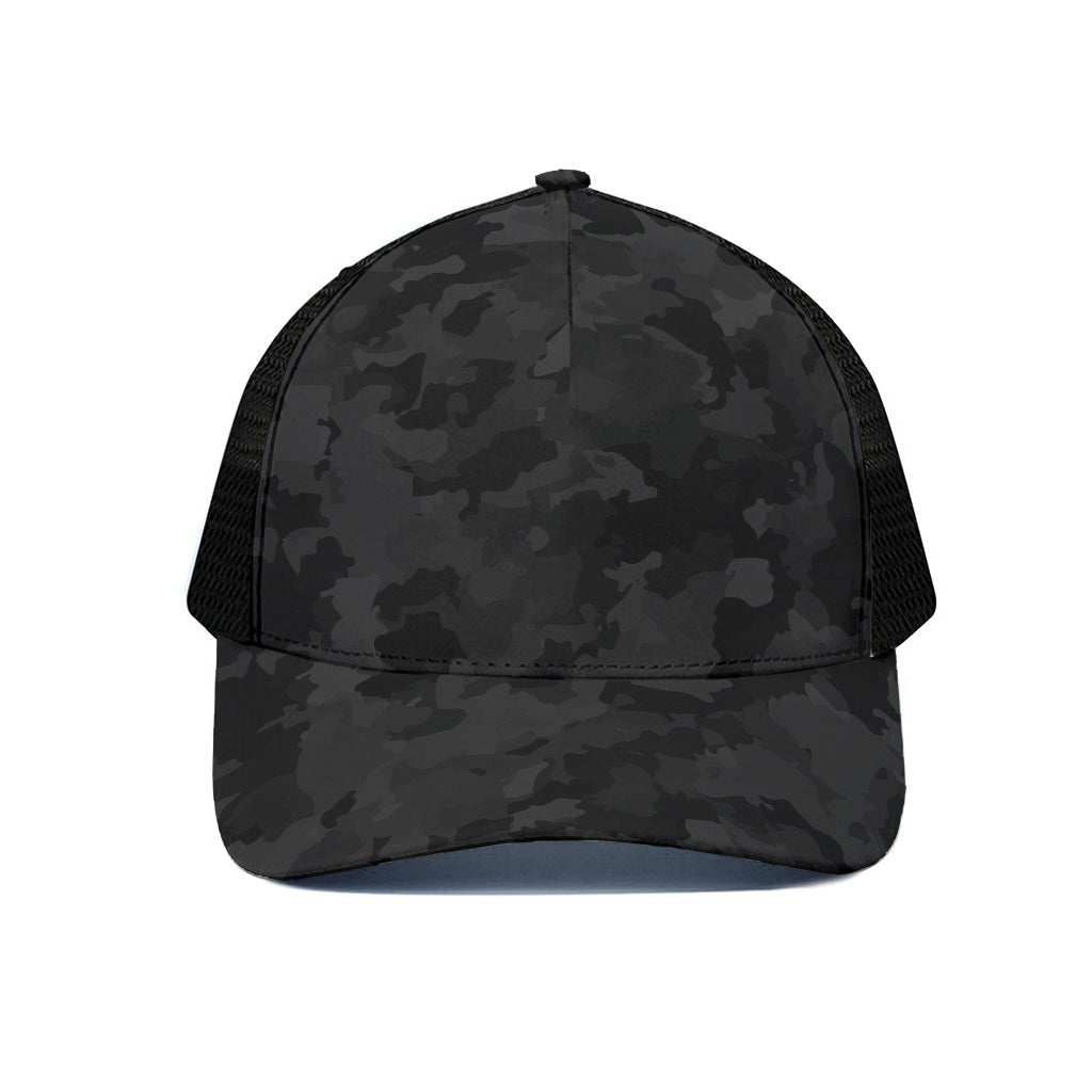 Black Camouflage Print Black Mesh Trucker Cap