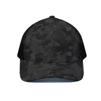 Black Camouflage Print Black Mesh Trucker Cap
