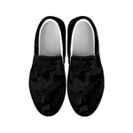 Black Camouflage Print Black Slip On Sneakers