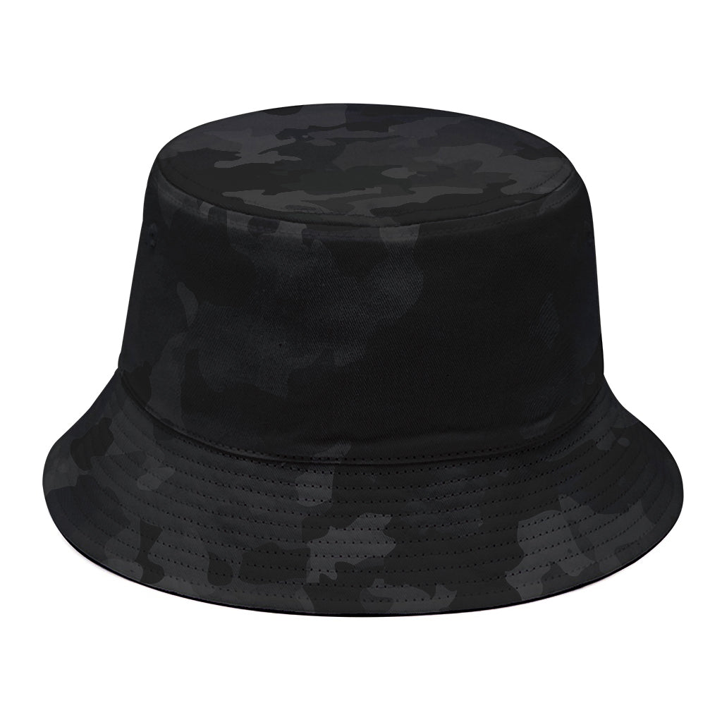 Black Camouflage Print Bucket Hat