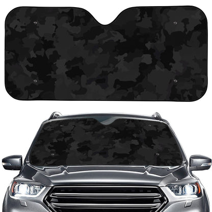 Black Camouflage Print Car Windshield Sun Shade