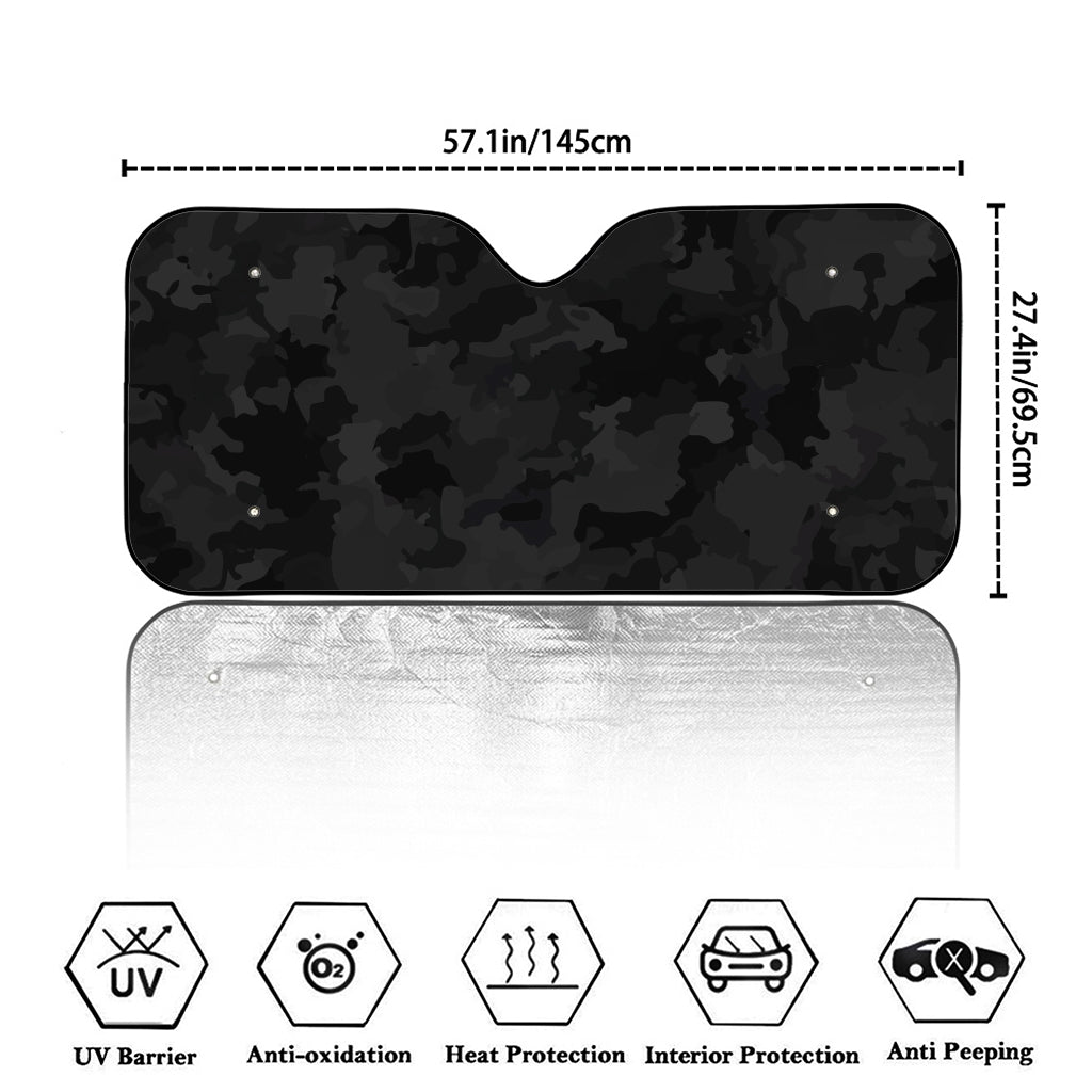 Black Camouflage Print Car Windshield Sun Shade