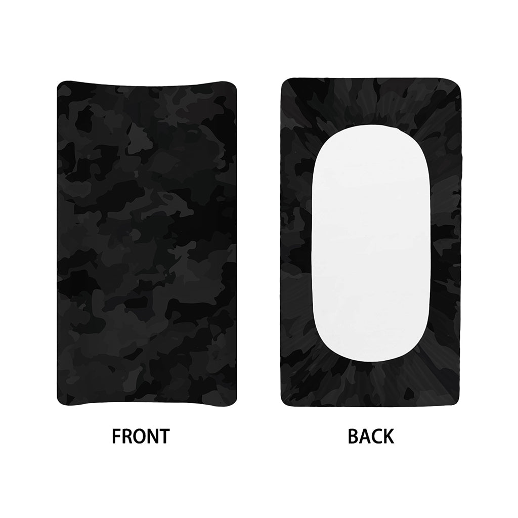 Black Camouflage Print Changing Pad Cover