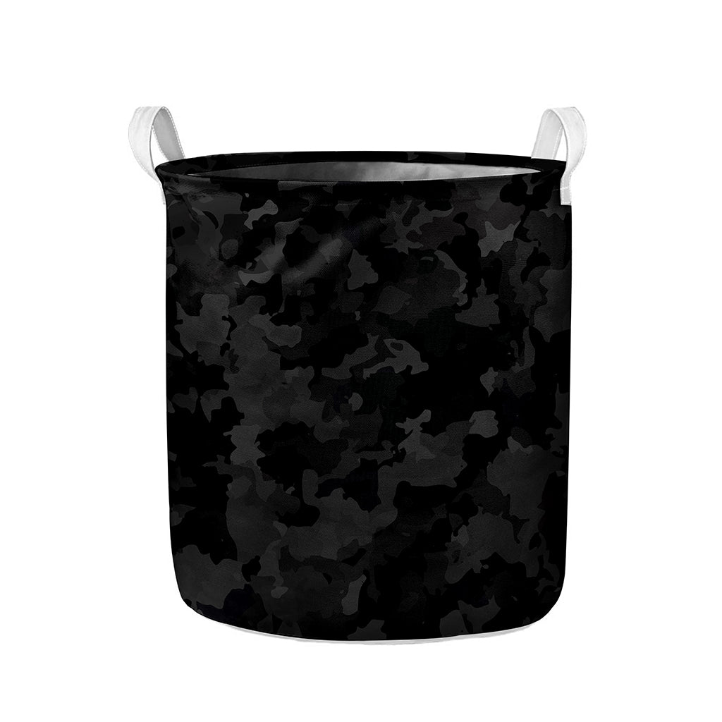 Black Camouflage Print Collapsible Laundry Basket