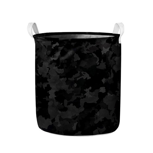 Black Camouflage Print Collapsible Laundry Basket