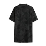 Black Camouflage Print Cotton Hawaiian Shirt
