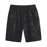 Black Camouflage Print Cotton Shorts