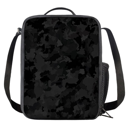 Black Camouflage Print Crossbody Lunch Bag