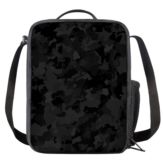 Black Camouflage Print Crossbody Lunch Bag