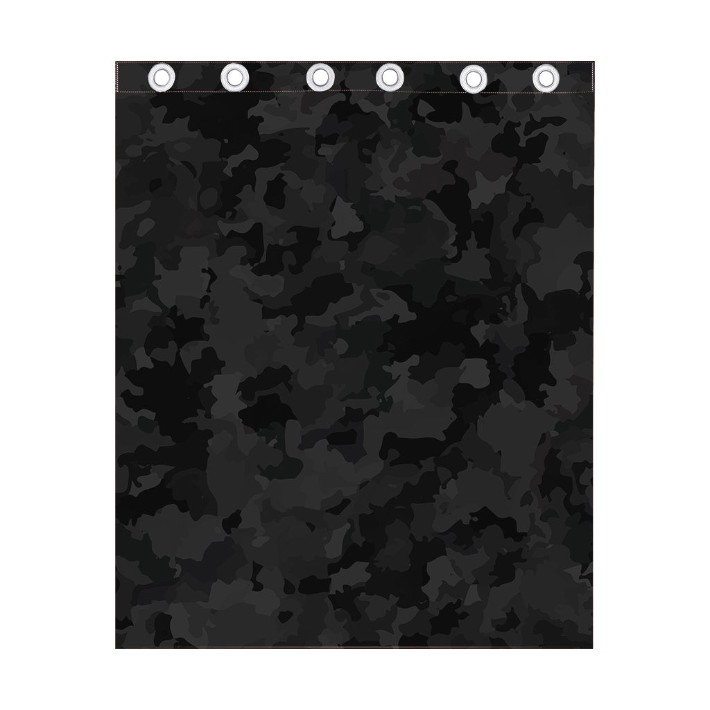 Black Camouflage Print Curtain