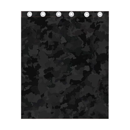 Black Camouflage Print Curtain