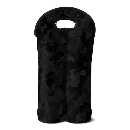 Black Camouflage Print Double Neoprene Wine Tote