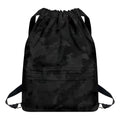 Black Camouflage Print Drawstring Backpack