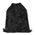 Black Camouflage Print Drawstring Bag
