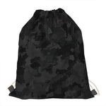 Black Camouflage Print Drawstring Bag