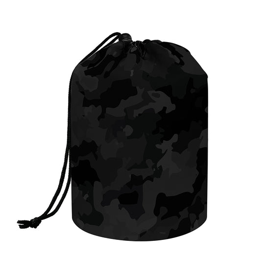 Black Camouflage Print Drawstring Makeup Bag
