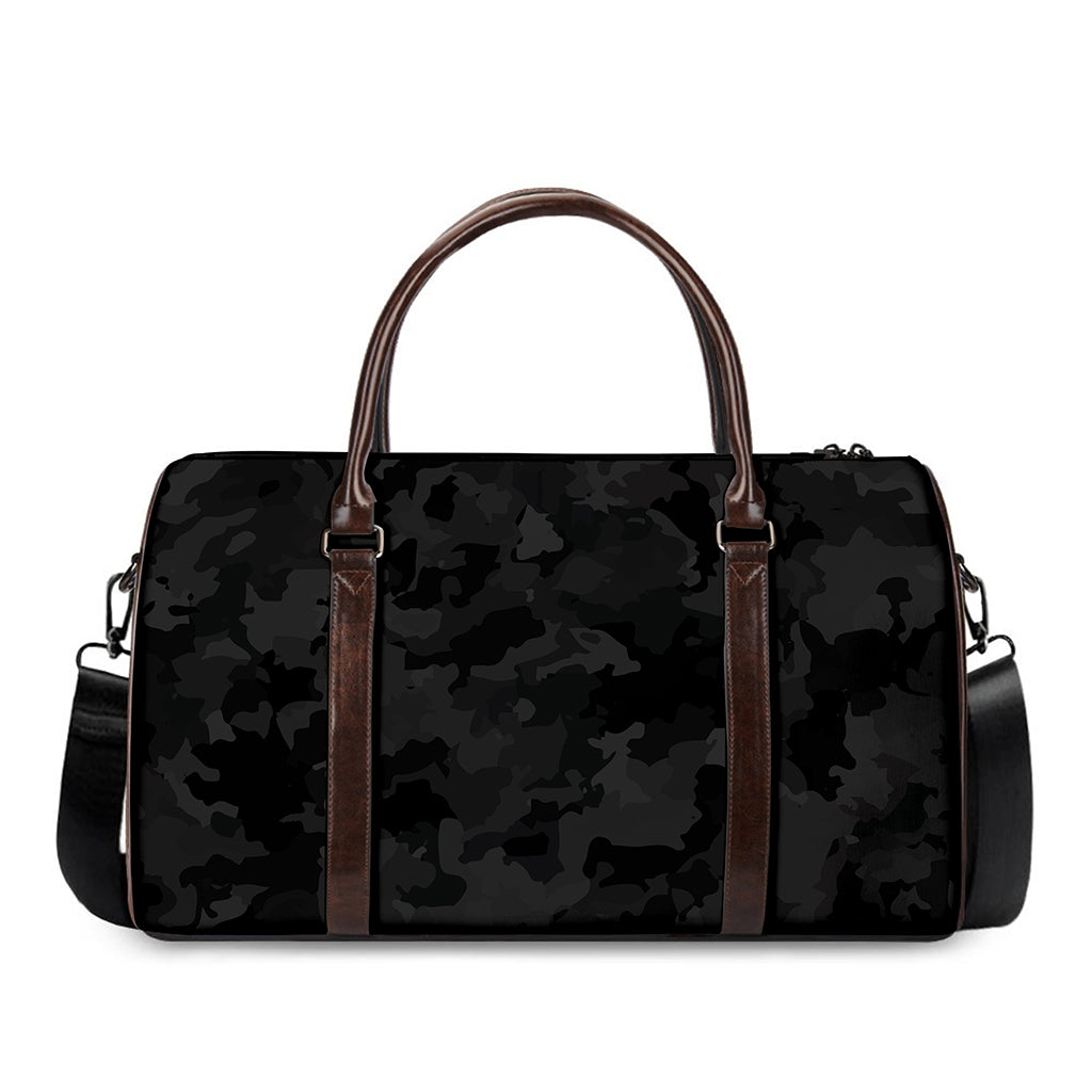 Black Camouflage Print Duffle Bag