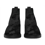 Black Camouflage Print Flat Ankle Boots