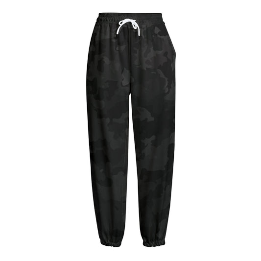 Black Camouflage Print Fleece Lined Knit Pants