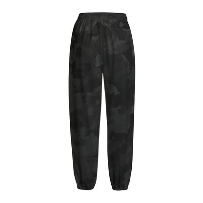 Black Camouflage Print Fleece Lined Knit Pants