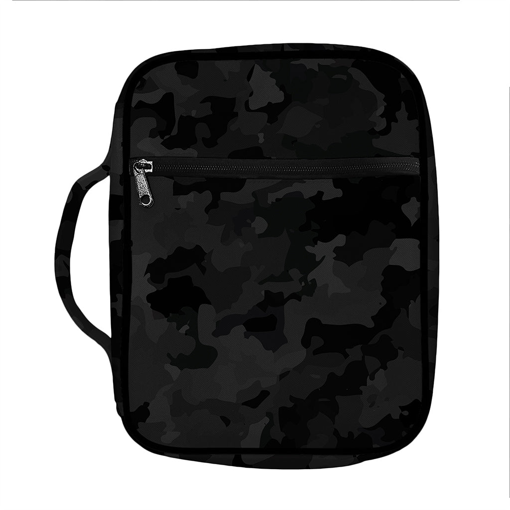 Black Camouflage Print Front Pocket Bible Bag