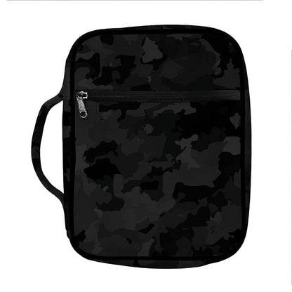 Black Camouflage Print Front Pocket Bible Bag
