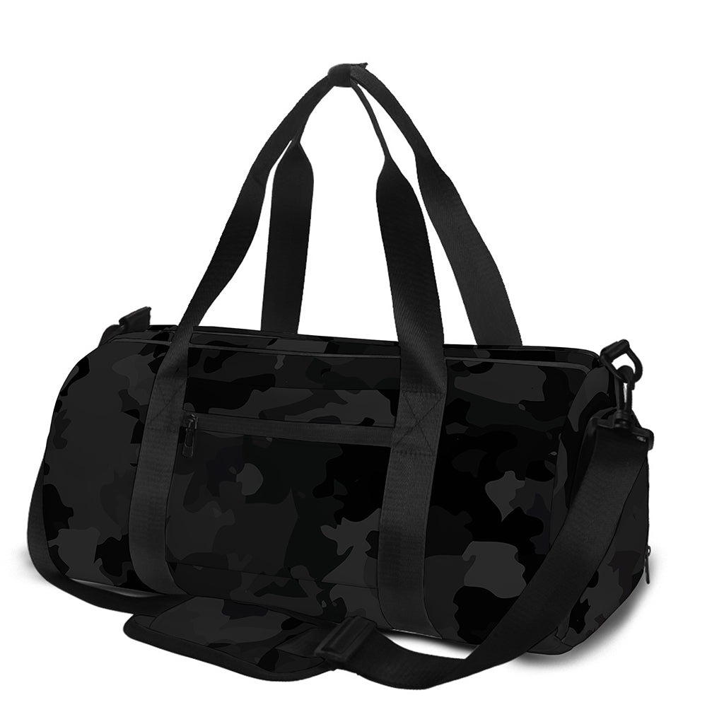 Black Camouflage Print Gym Bag